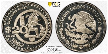 1982-Mo 20 Peso KM-486 PR69DCAM