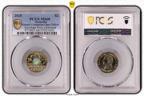 2025 $2 Women’s Australian Open Yellow Envelope Privy Colorized MS68