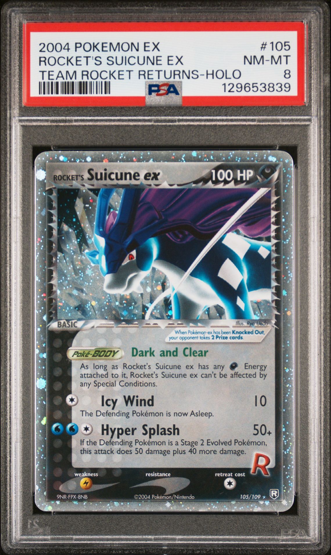 2004 Pokemon POKEMON EX TEAM ROCKET RETURNS TEAM ROCKET RETURNS-HOLO #105 Rocket's Suicune EX front