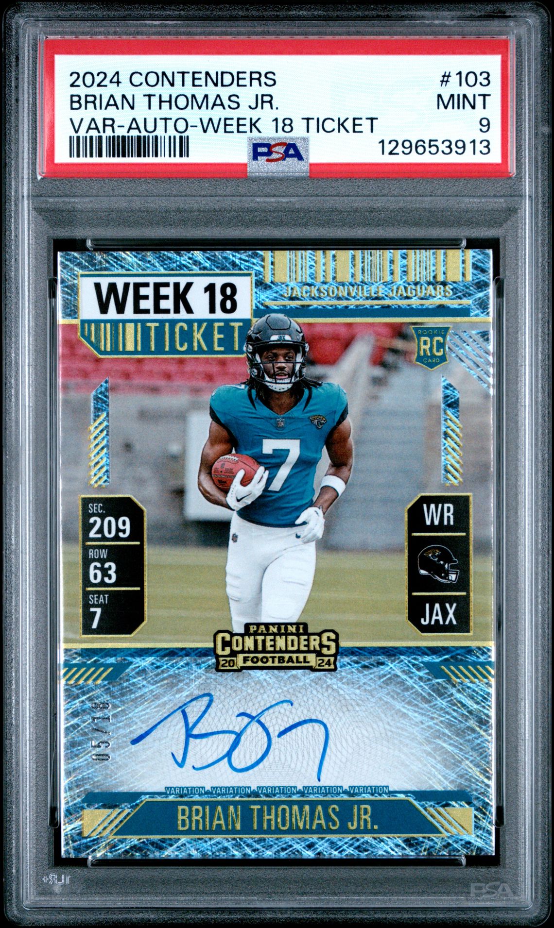 2024 Panini PANINI CONTENDERS VAR-AUTO-WEEK 18 TICKET #103 Brian Thomas Jr. front