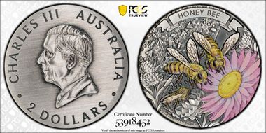 2025-P $2 Honey Bee 2oz Ag Antiqued, Colorized SP69