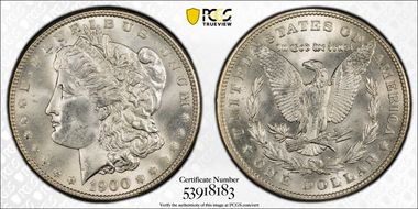 1900 $1 VAM 16, Two Olive Rev MS66+