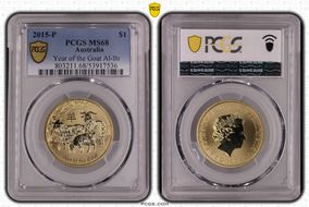 2015-P $1 Year of the Goat Al-Br MS68