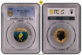 2007 $1 Seahorse Colorized MS68
