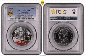 2025 50C CR G1 Colorized Australian Rail Heritage MS68