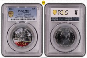 2025 50C CR G1 Colorized Australian Rail Heritage MS67