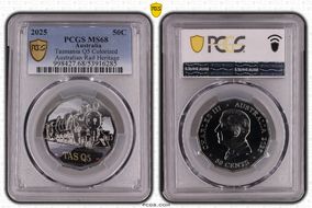 2025 50C Tasmania Q5 Colorized Australian Rail Heritage MS68