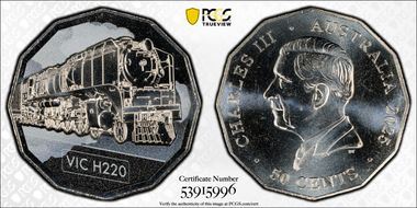 2025 50C Victoria H220 Colorized Australian Rail Heritage MS67