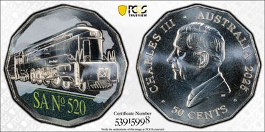 2025 50C S. Australia No. 520 Colorized Australian Rail Heritage MS67