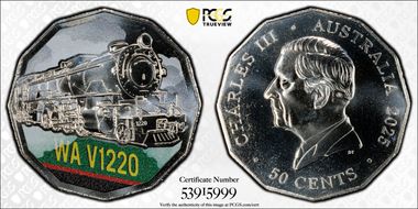 2025 50C W. Australia V1220 Colorized Australian Rail Heritage MS68