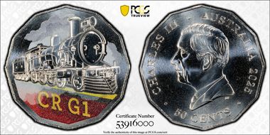 2025 50C CR G1 Colorized Australian Rail Heritage MS68