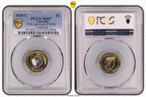 2020-C $2 75th Ann End of WWII Colorized MS67