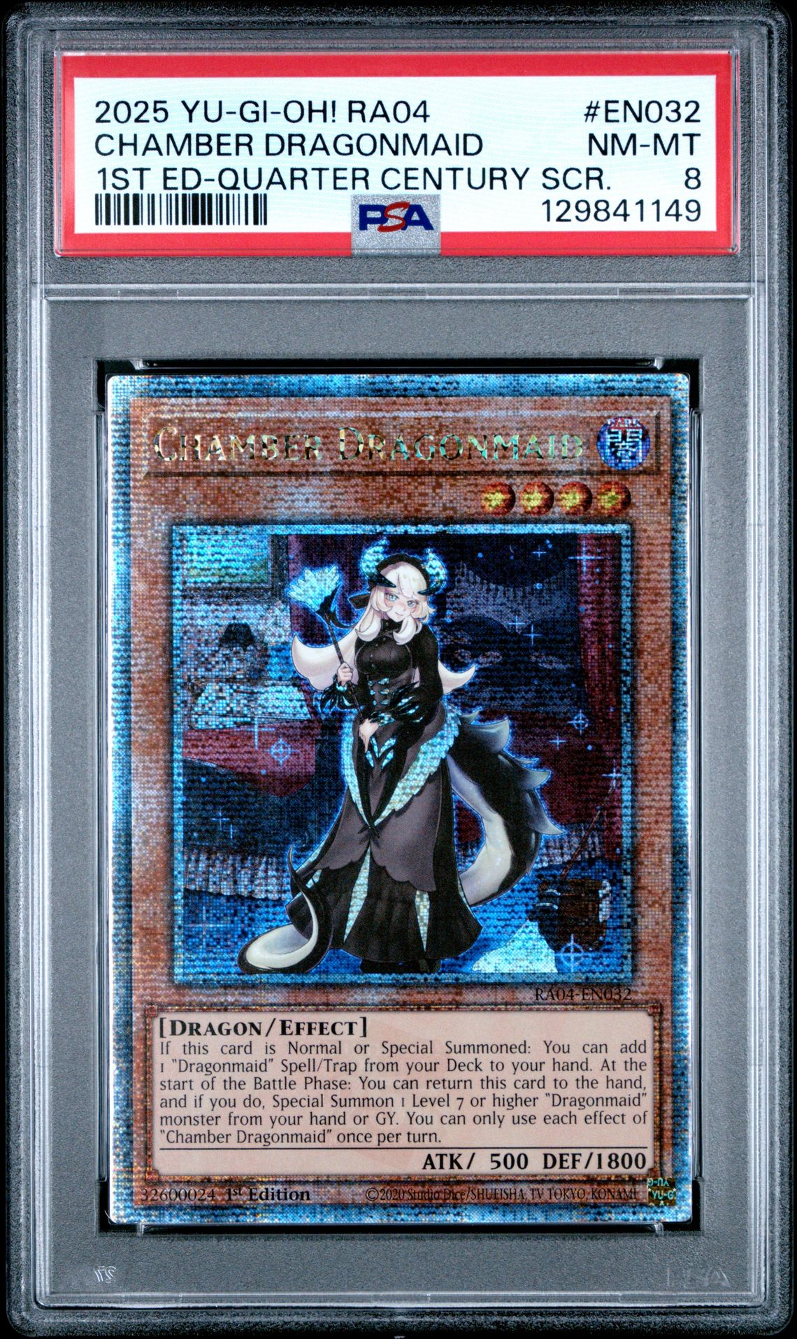 2025 Yu-Gi-Oh! YU-GI-OH! RA04-QUARTER CENTURY STAMPEDE 1ST ED-QUARTER CENTURY SCR. #EN032 Chamber Dragonmaid front