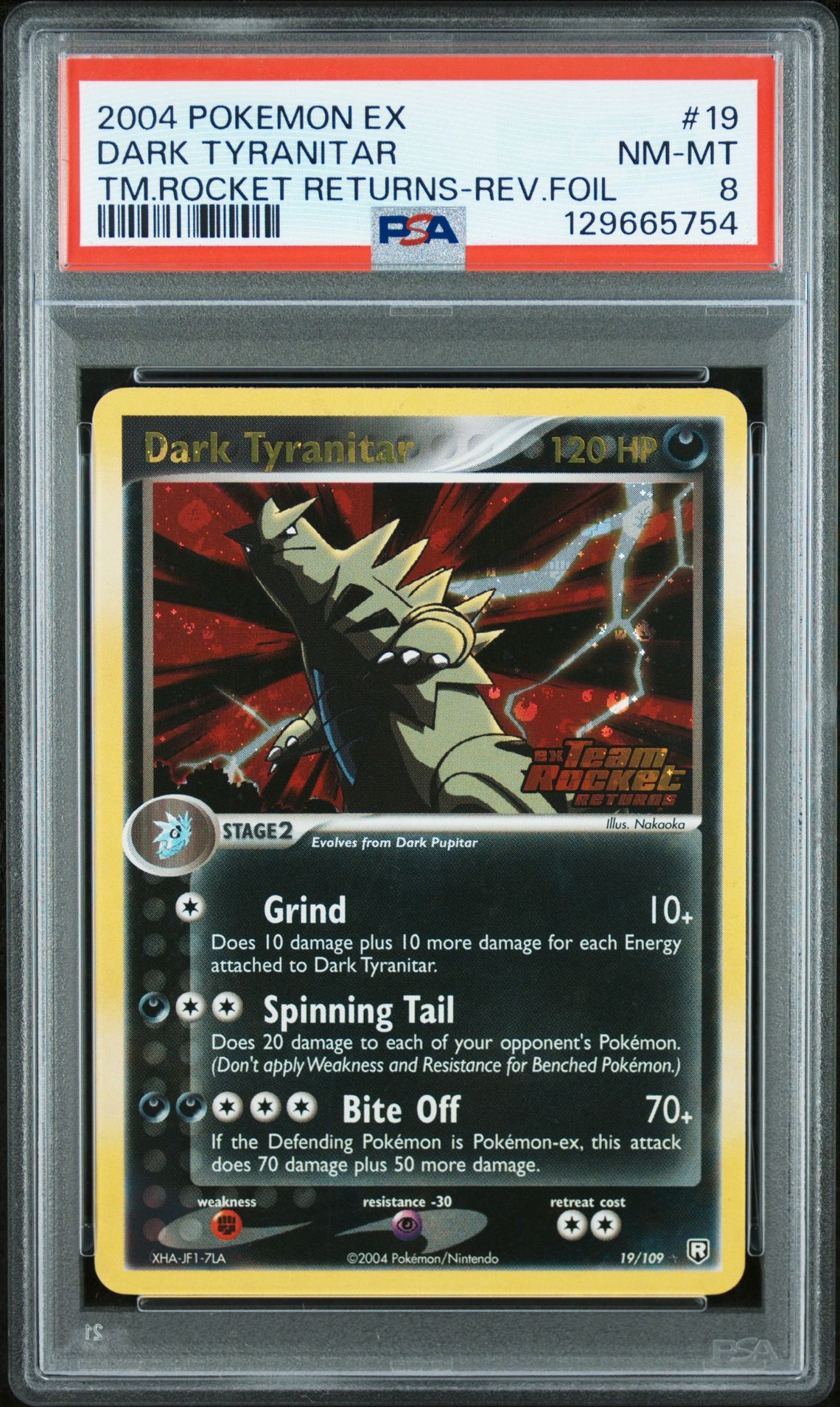 2004 Pokemon POKEMON EX TEAM ROCKET RETURNS TM.ROCKET RETURNS-REV.FOIL #19 Dark Tyranitar front