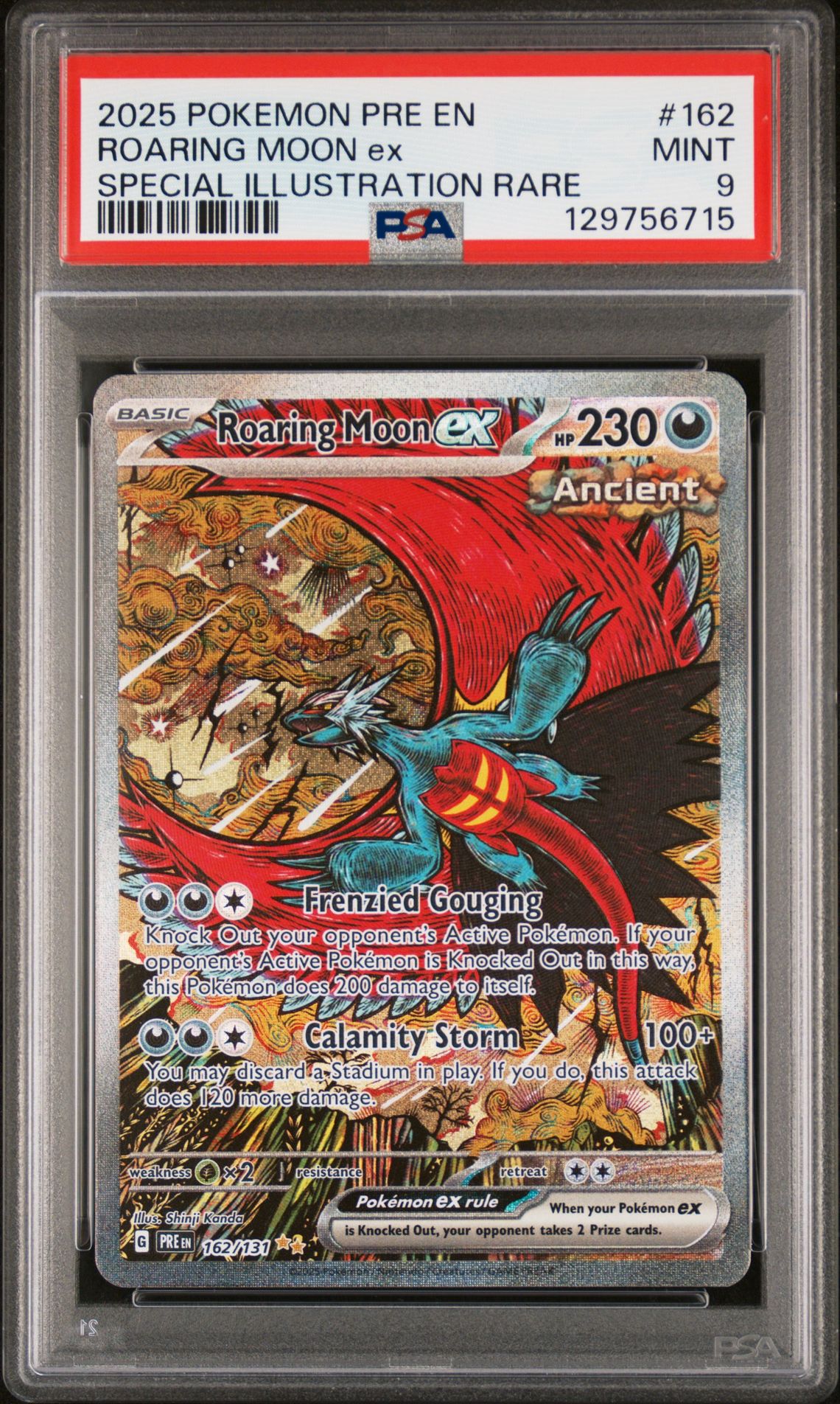 2025 Pokemon Pre En-Prismatic Evolutions Roaring Moon Ex #162 (Special Illustration Rare) Mint 9 front