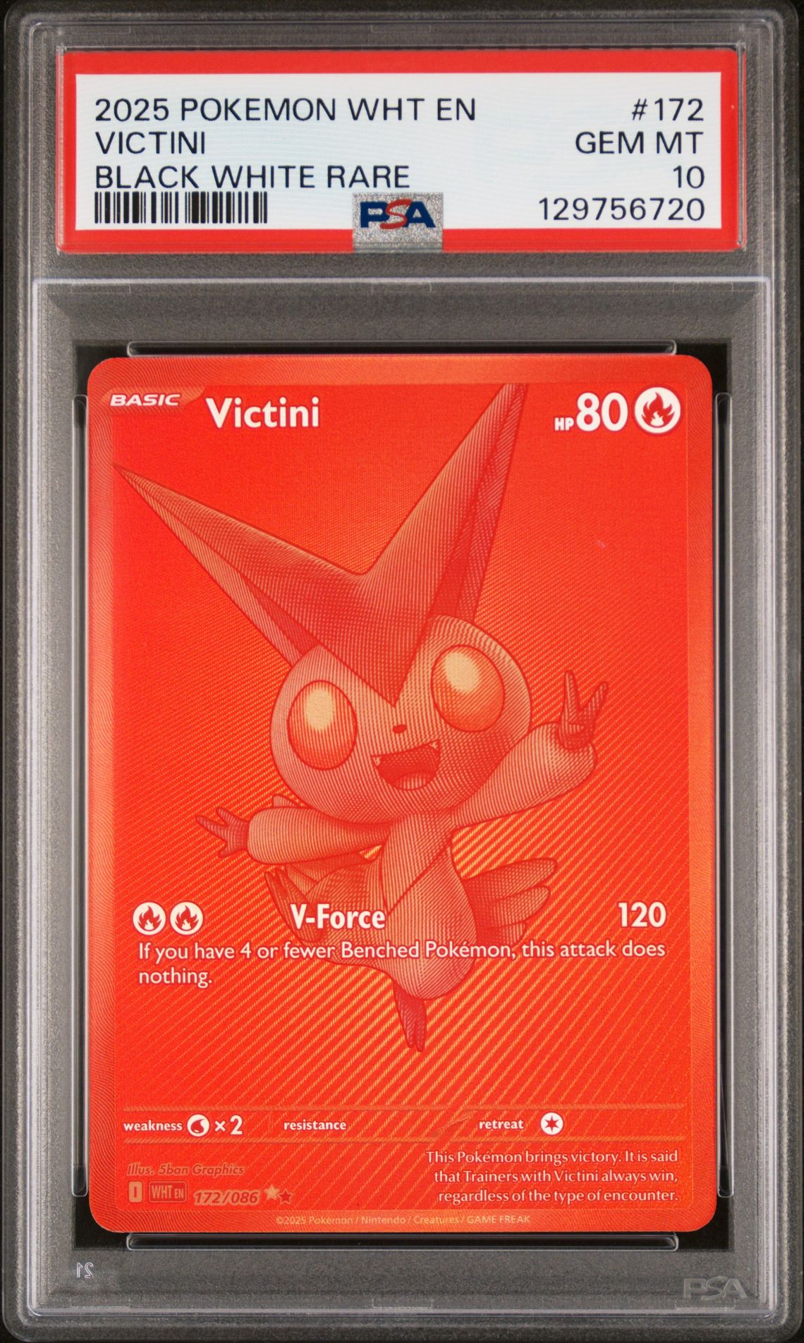 2025 Pokemon Wht En-White Flare Victini #172 (Black White Rare) Gem Mt 10 front