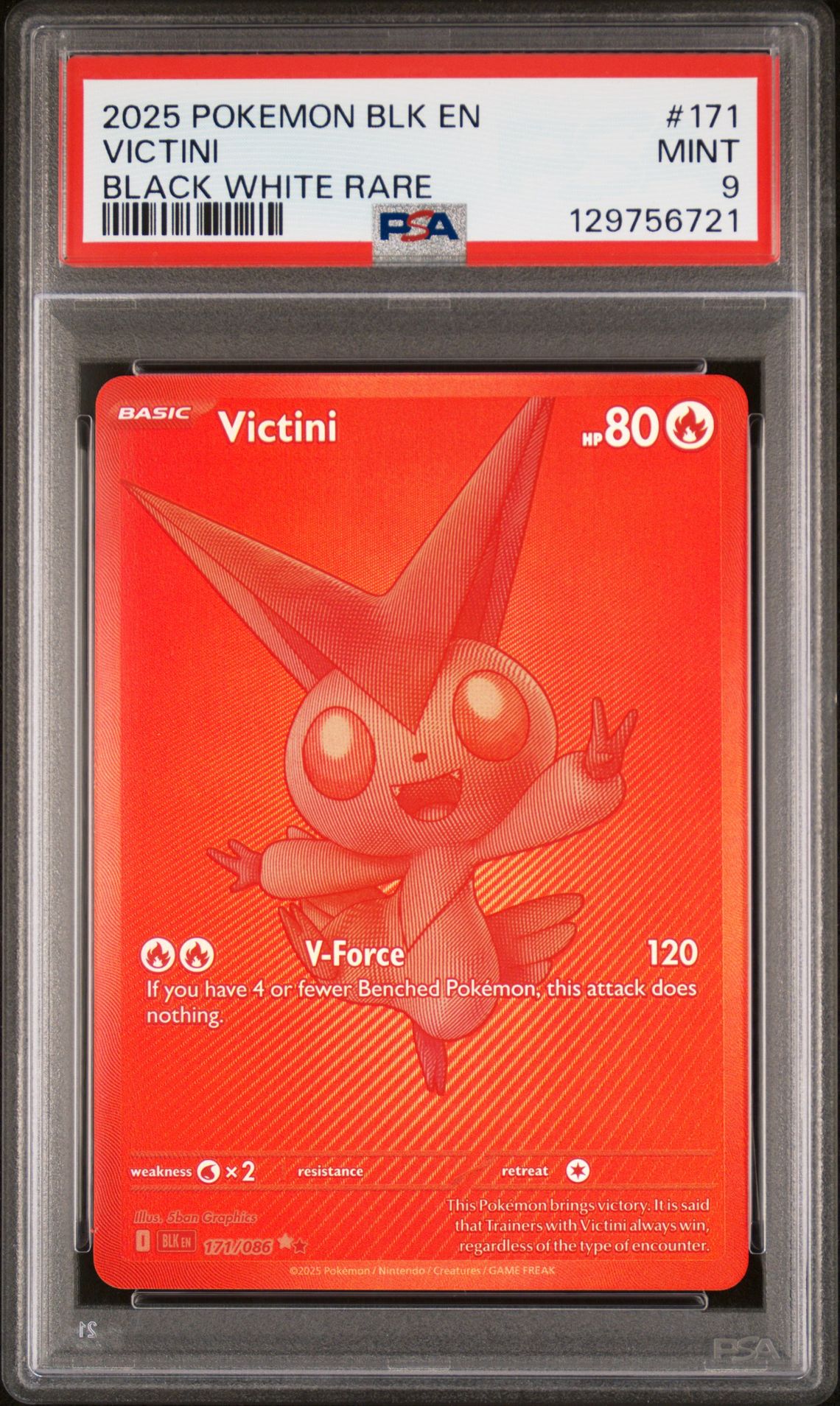 2025 Pokemon Blk En-Black Bolt Victini #171 (Black White Rare) Mint 9 front