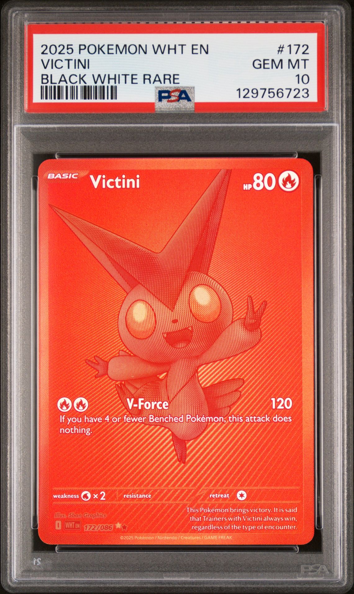 2025 Pokemon Wht En-White Flare Victini #172 (Black White Rare) Gem Mt 10 front