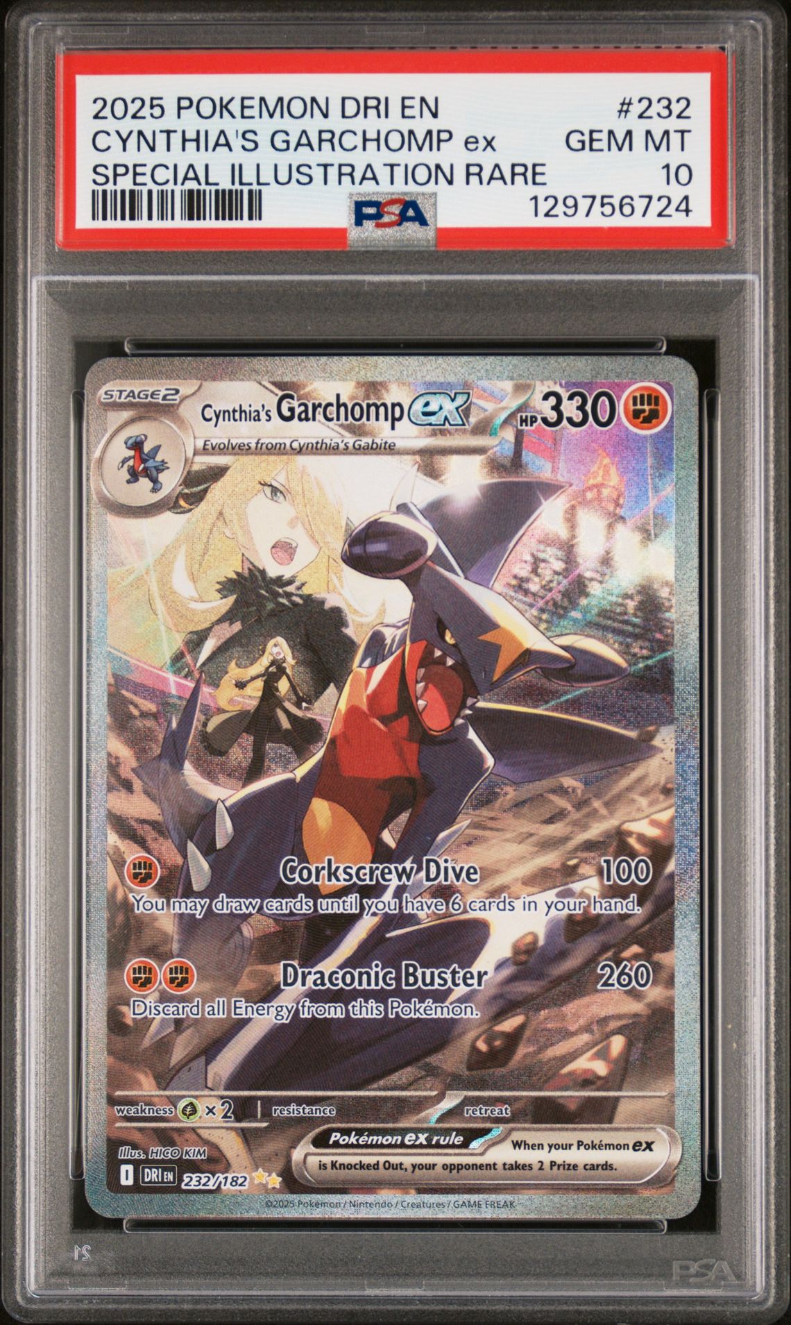 2025 Pokemon Dri En-Destined Rivals Cynthia's Garchomp Ex #232 (Special Illustration Rare) Gem Mt 10 front