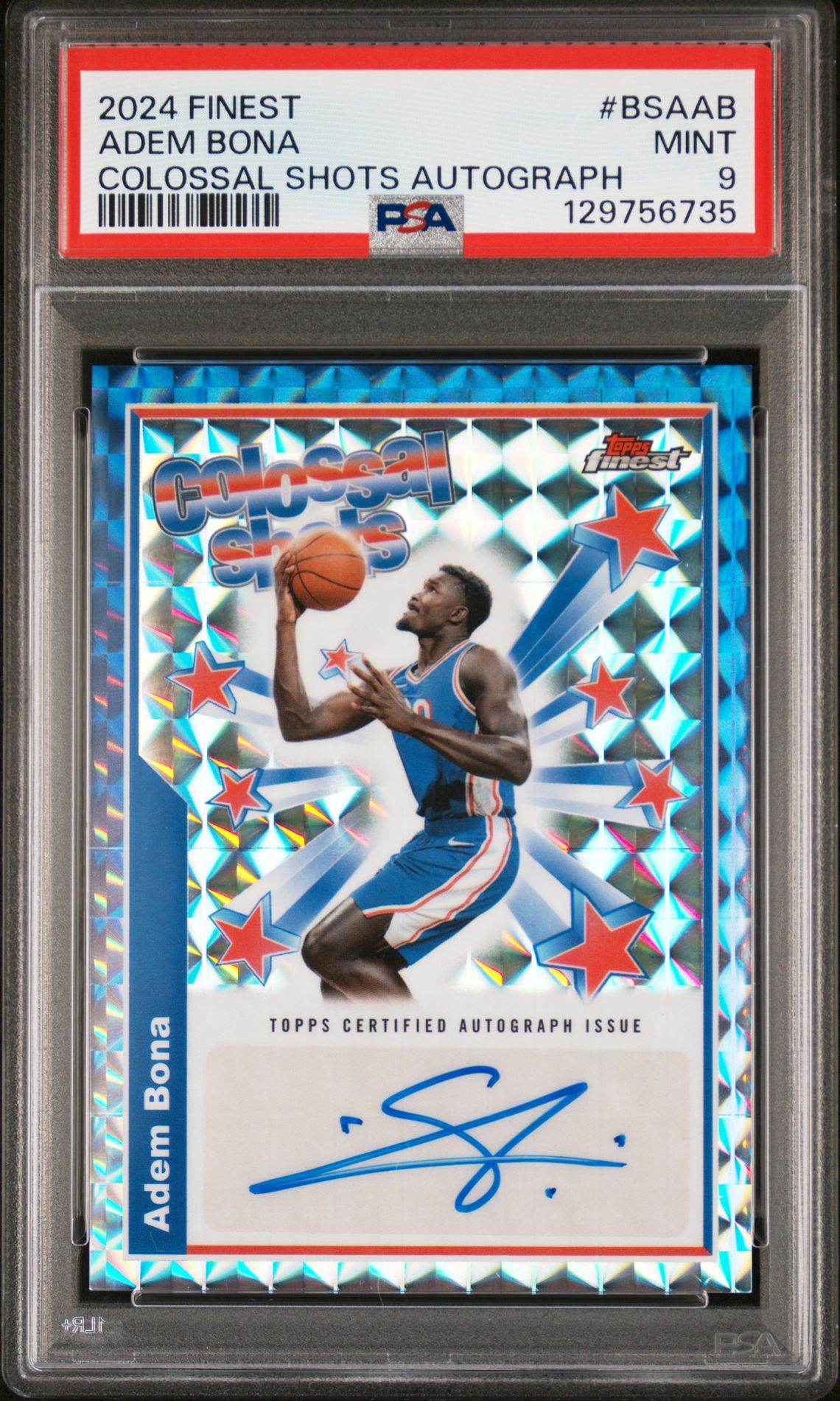 2024 Topps Finest Colossal Shots Autographs Adem Bona #Bsaab Mint 9 front