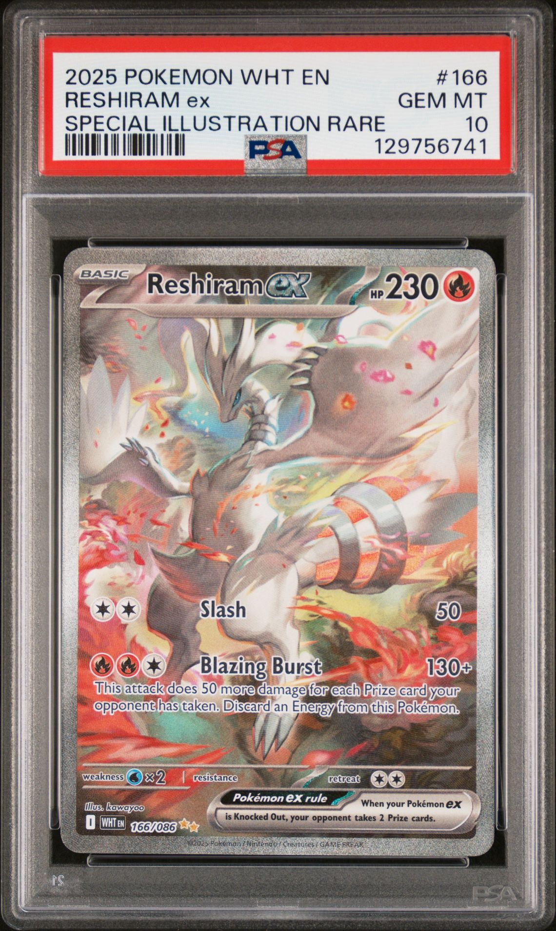 2025 Pokemon Wht En-White Flare Reshiram Ex #166 (Special Illustration Rare) Gem Mt 10 front