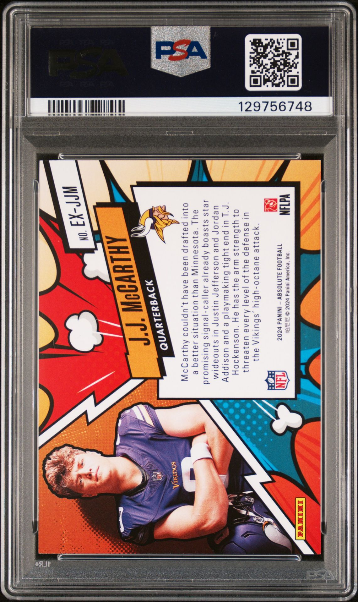 2024 Panini Absolute Explosive Jj Mccarthy #Exjjm Mint 9 back