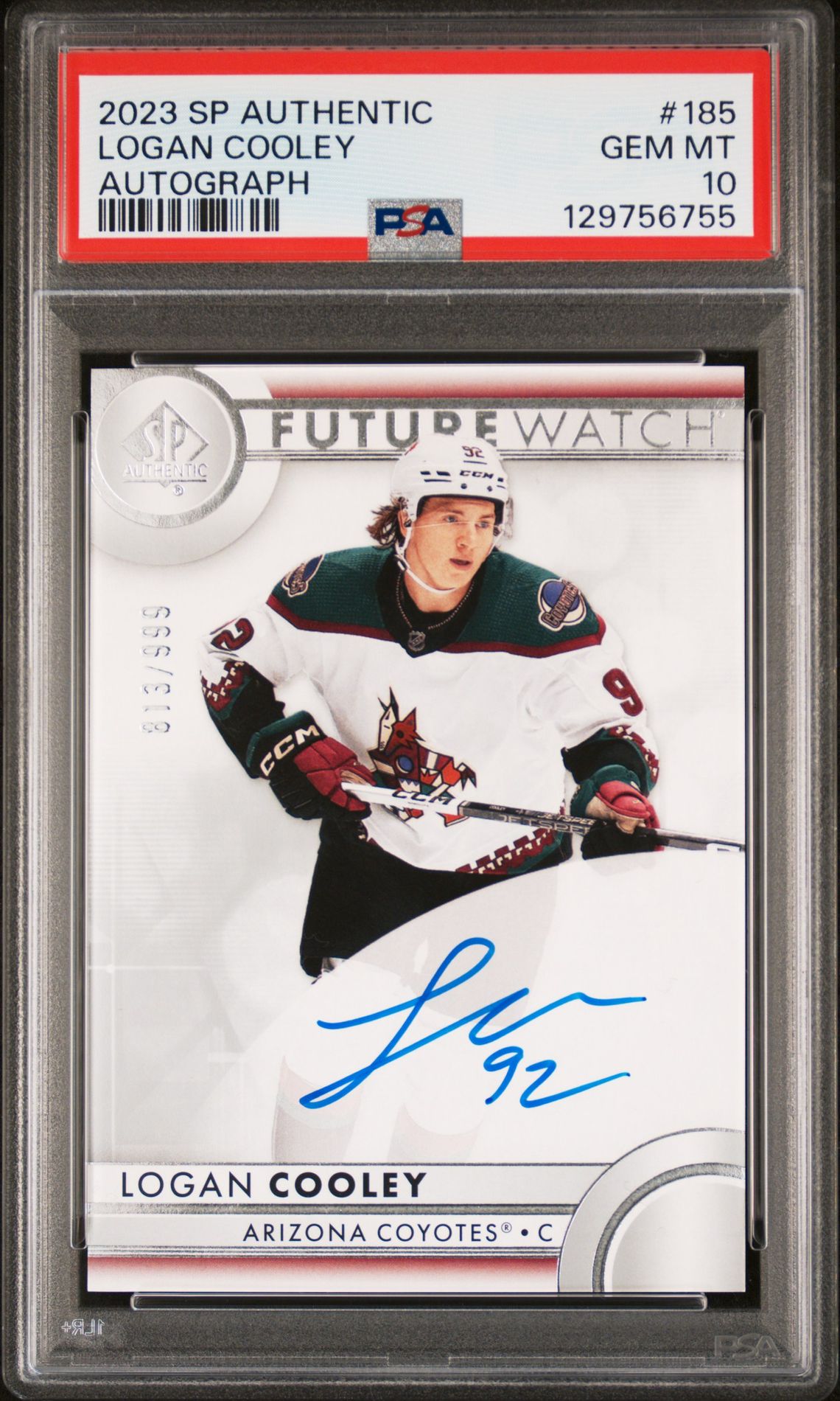 2023 Sp Authentic Logan Cooley #185 (Autograph) Gem Mt 10 front