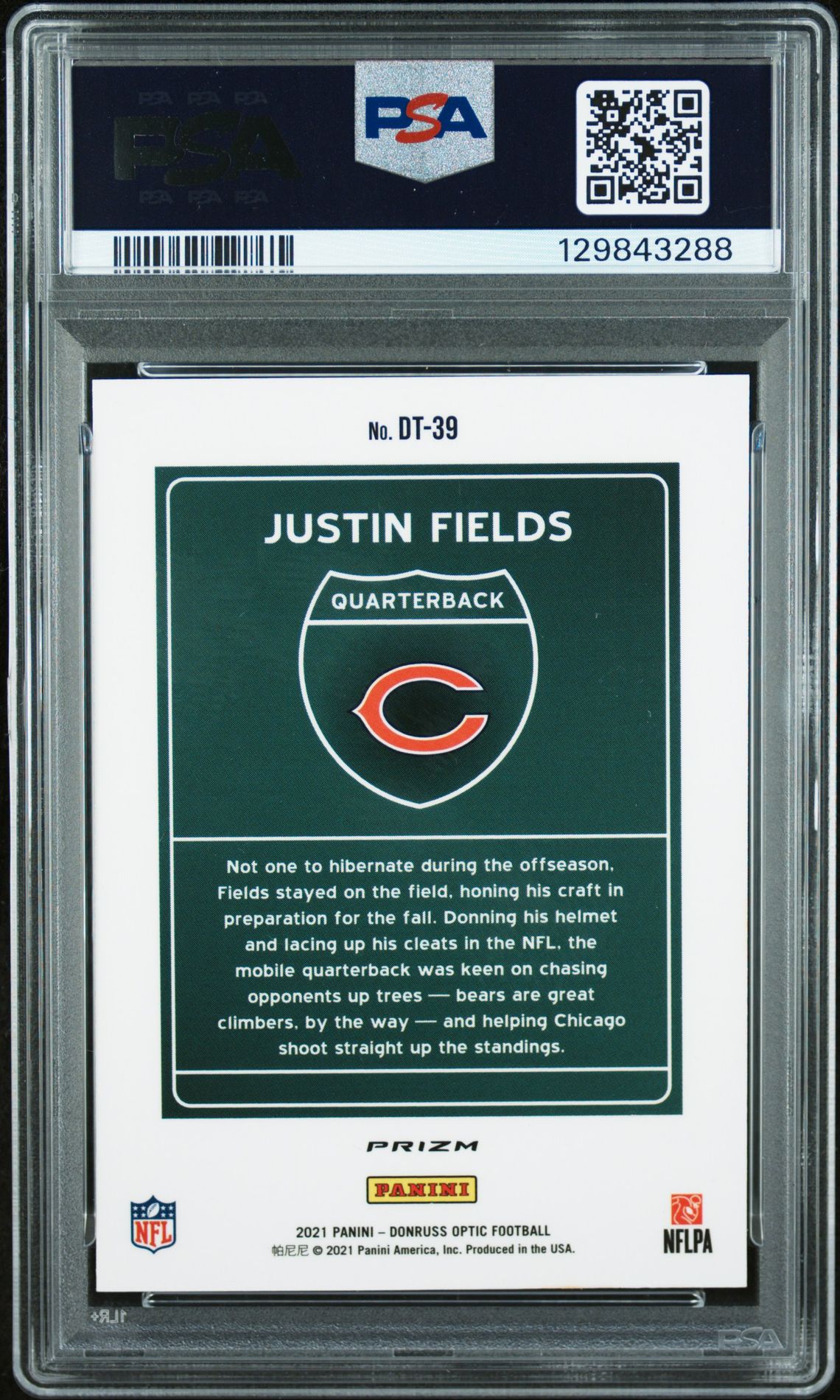 2021 Panini Donruss Optic Downtown Justin Fields #Dt39 (Downtown) N0: Authentic back