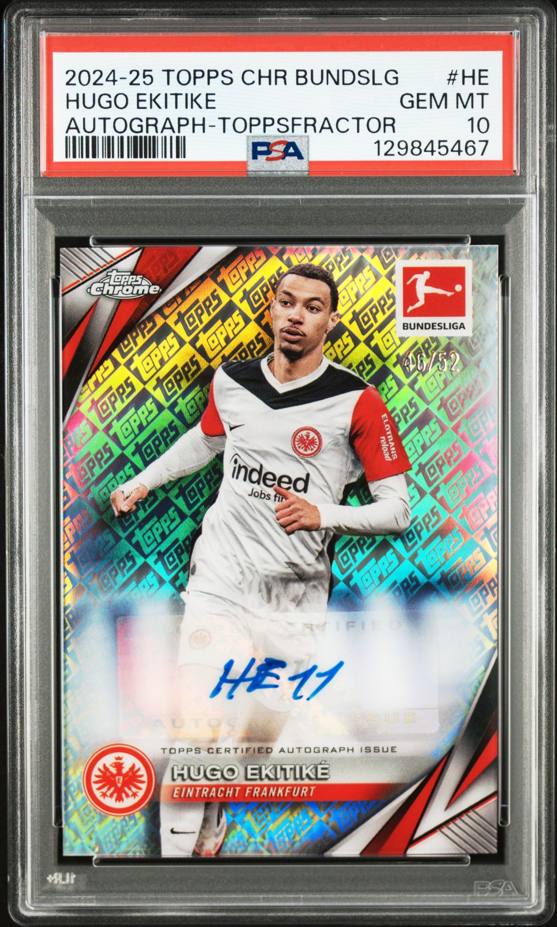 2024-25 Topps TOPPS CHROME BUNDESLIGA AUTOGRAPHS Toppsfractor Hugo Ekitike front