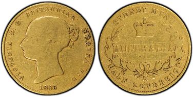 1856-SY 1/2 Sov Berry above L of HALF VG10