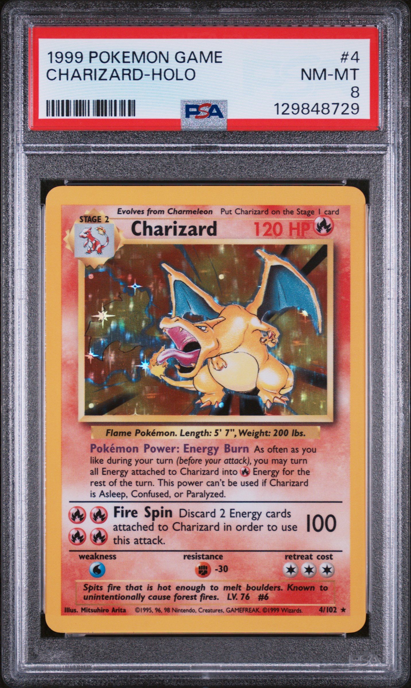 1999 #4 Charizard-Holo PSA 8 Game