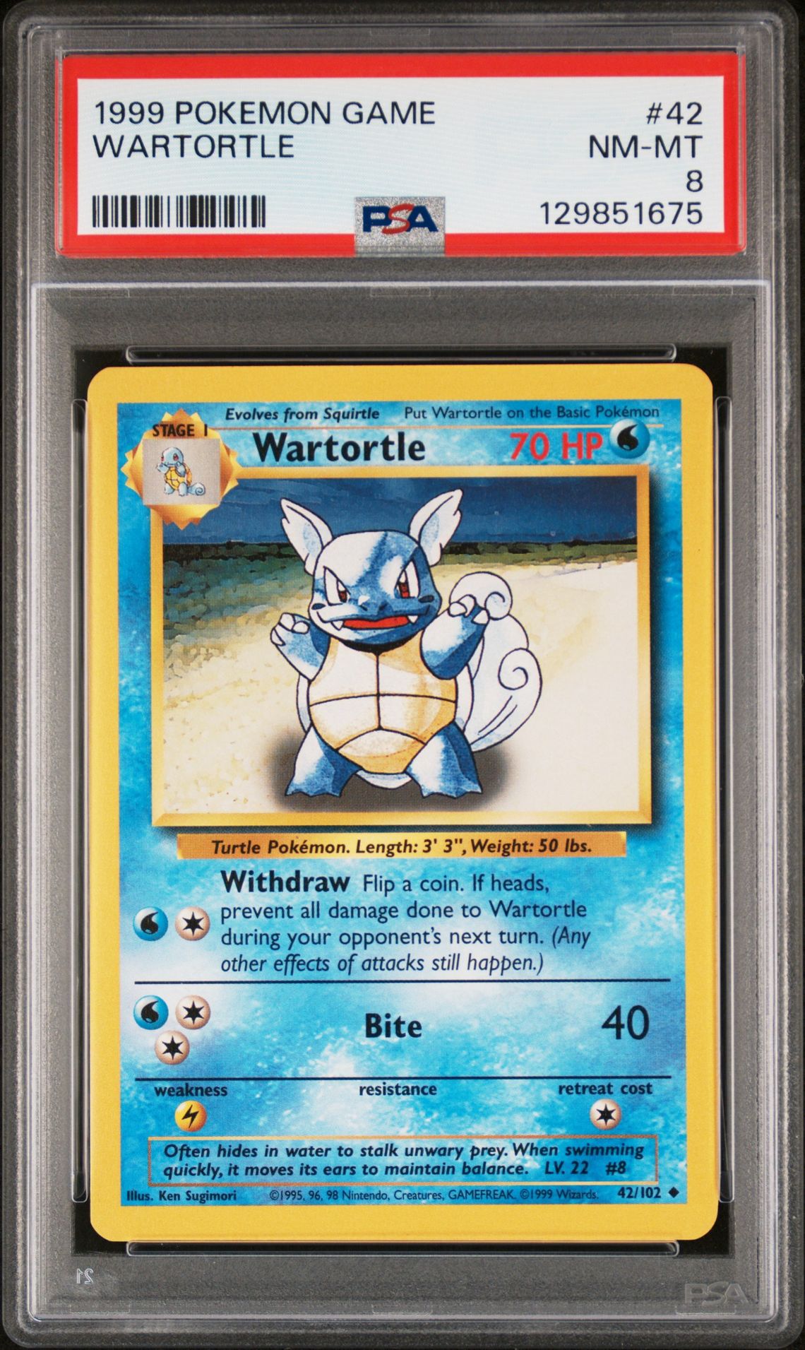 1999 Pokemon POKEMON GAME #42 Wartortle front