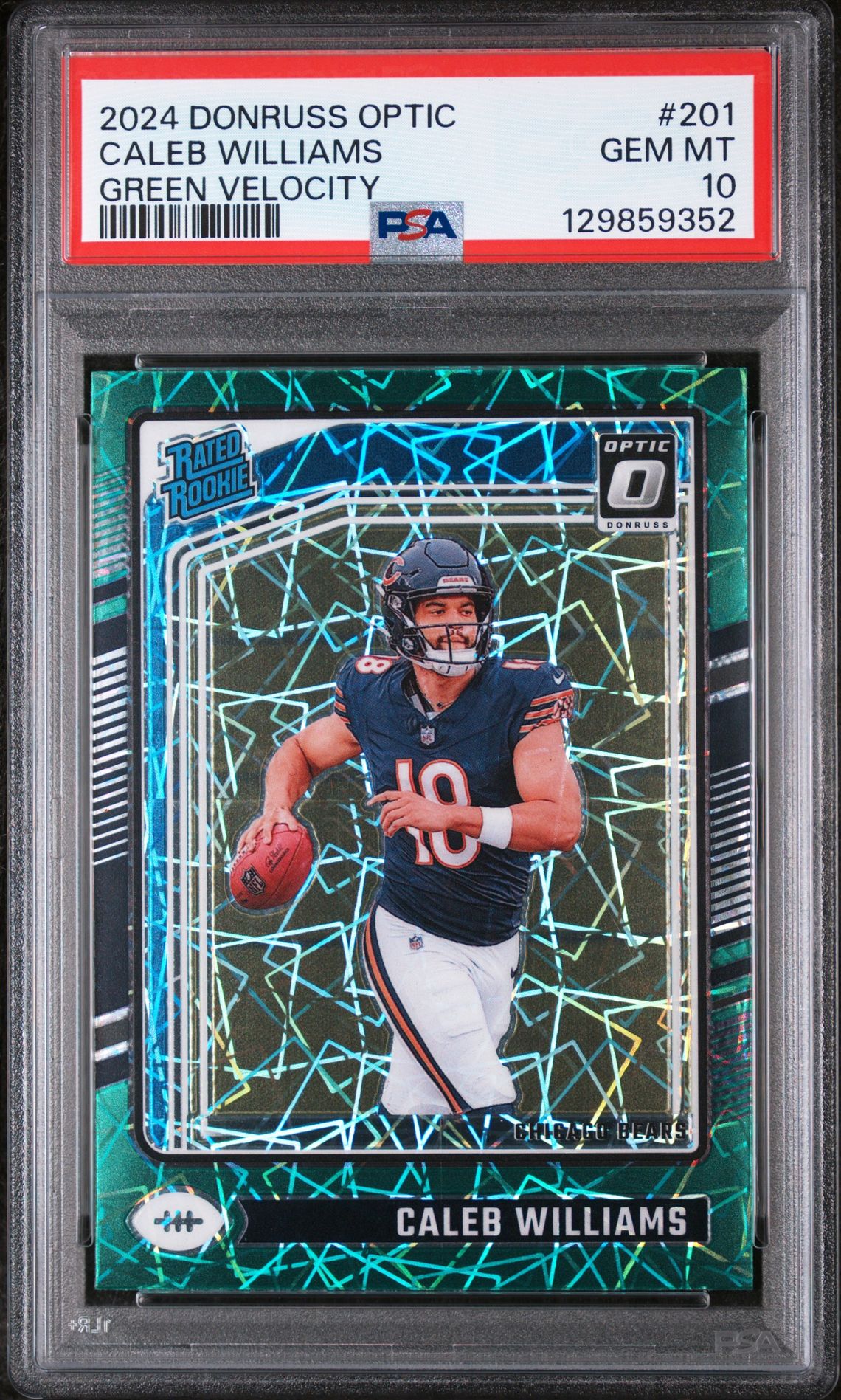 2024 Panini PANINI DONRUSS OPTIC GREEN VELOCITY #201 Caleb Williams front