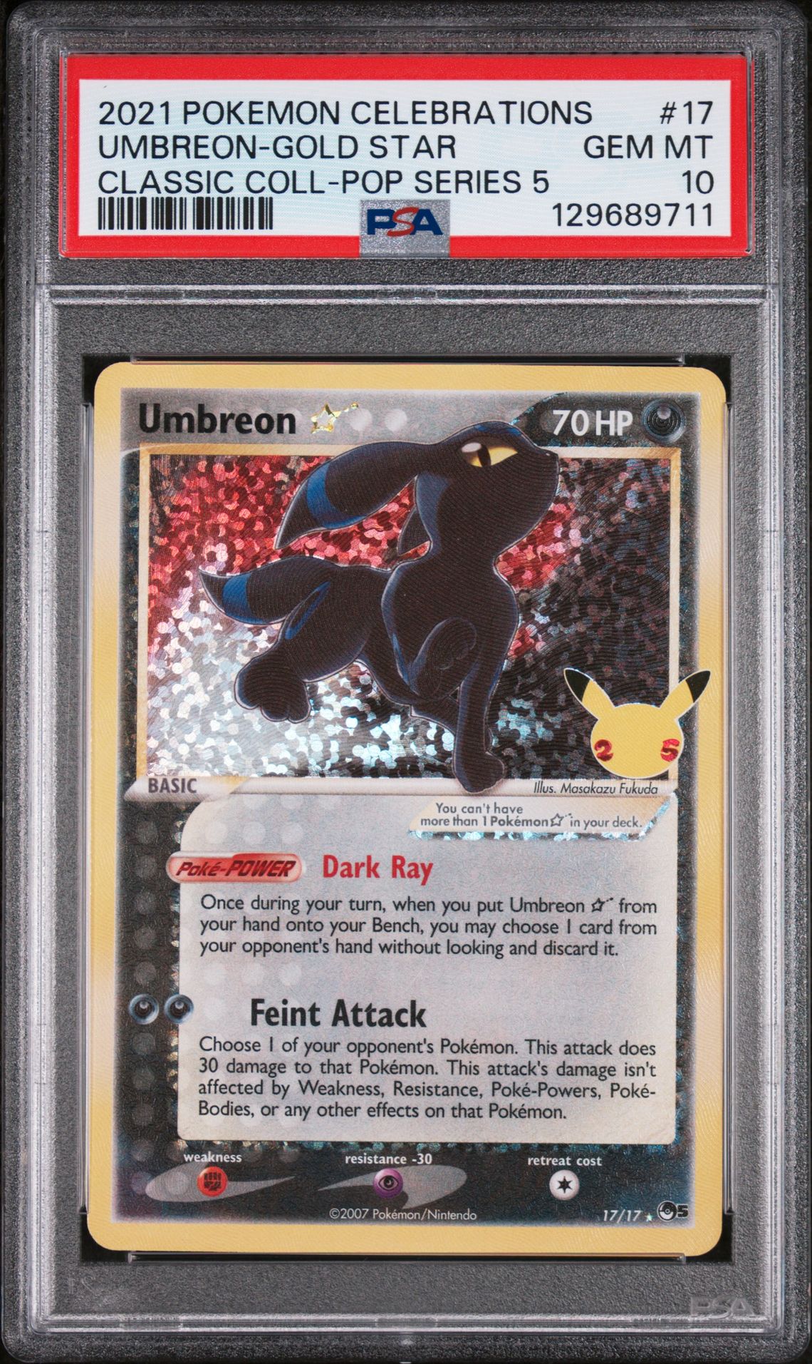 2021 Pokemon POKEMON CELEBRATIONS CLASSIC COLLECTION CLASSIC COLL-POP SERIES 5 #17 Umbreon front