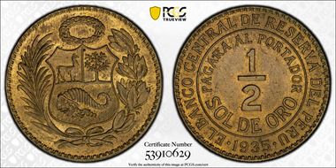 1935 1/2 Sol KM-220.1 Brass MS64