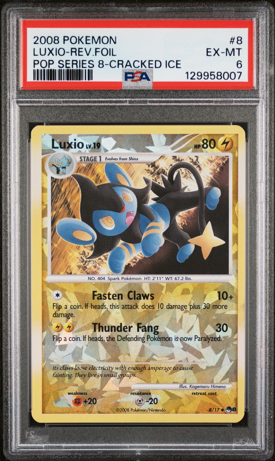 2008-09 Pokemon POKEMON POP SERIES 8 CRACKED ICE #8 Luxio-Rev.Foil front