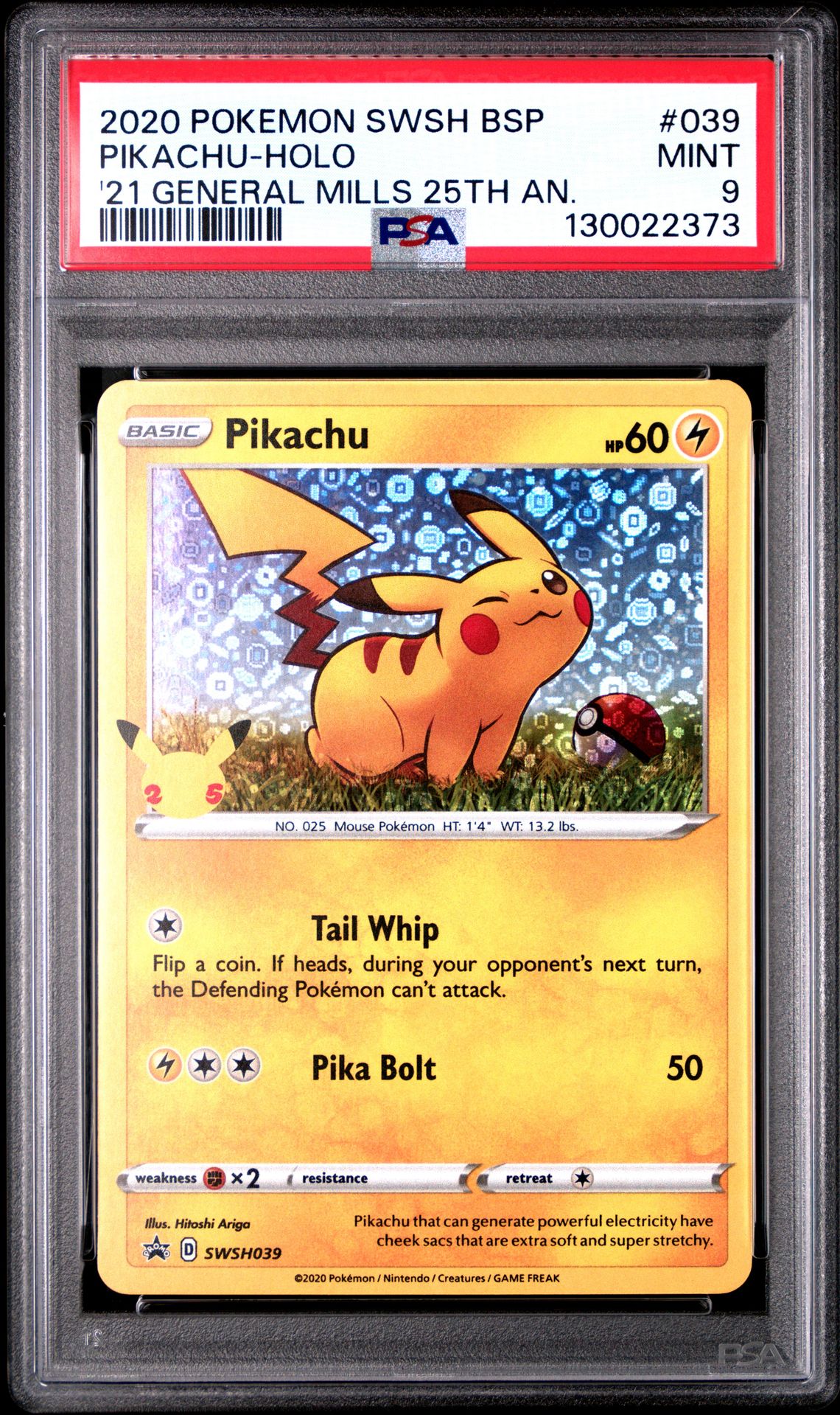 2020 Pokemon Sword & Shield Black Star Promos Pikachu-Holo #039 ('21 General Mills 25Th An.) Mint 9 front