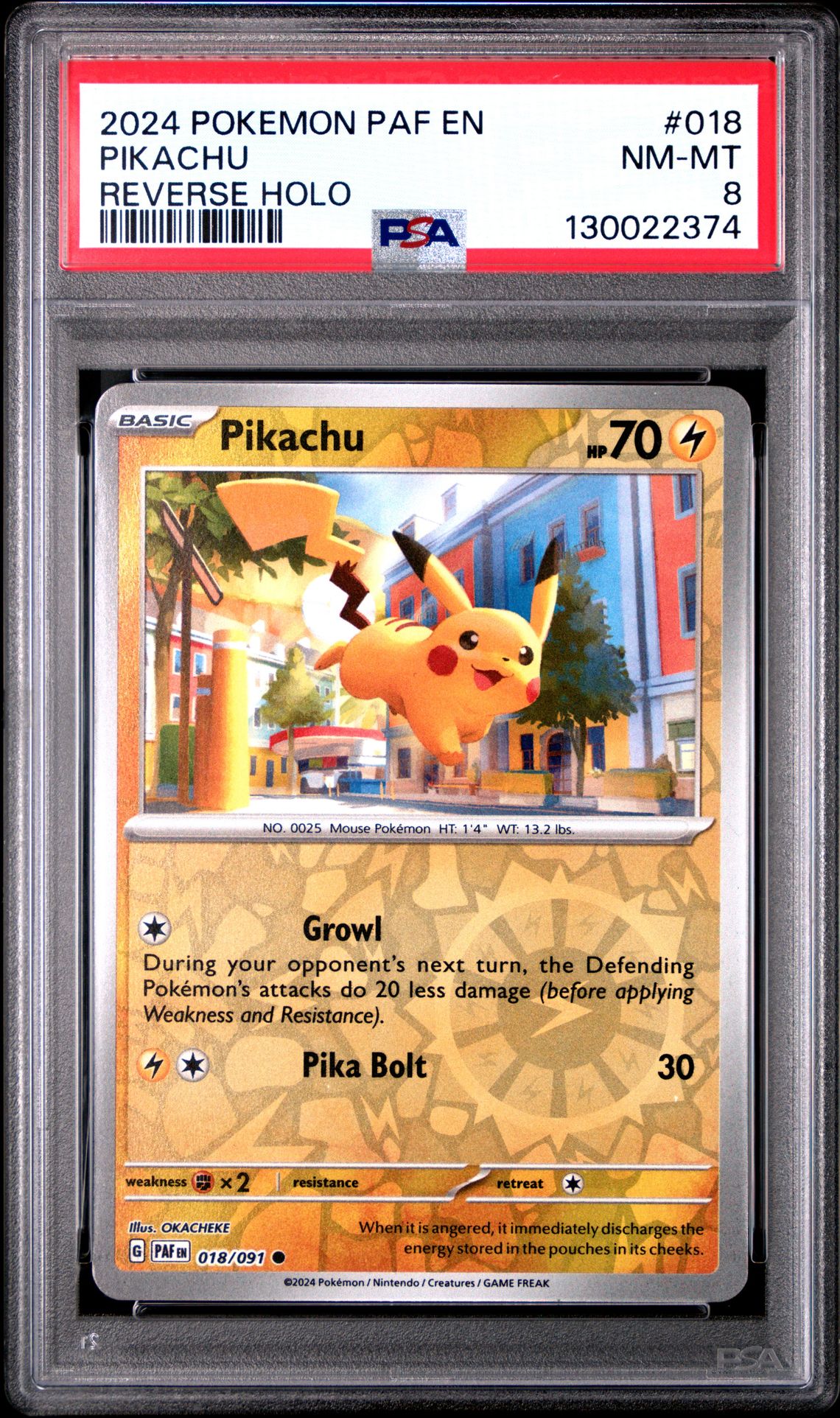 2024 Pokemon Paf En-Paldean Fates Pikachu #018 (Reverse Holo) Nm-Mt 8 front