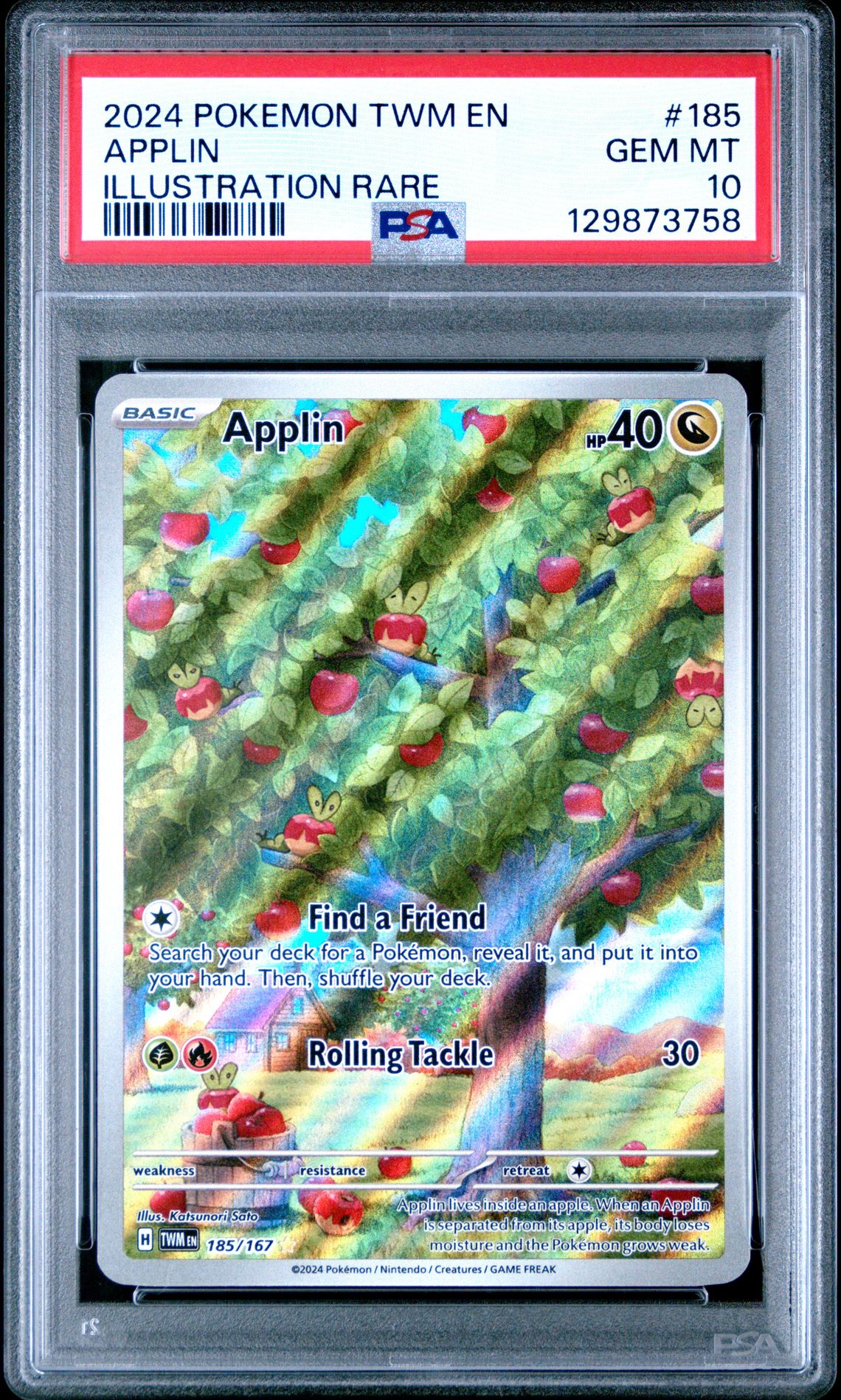 2024 Pokemon POKEMON TWM EN-TWILIGHT MASQUERADE ILLUSTRATION RARE #185 Applin front