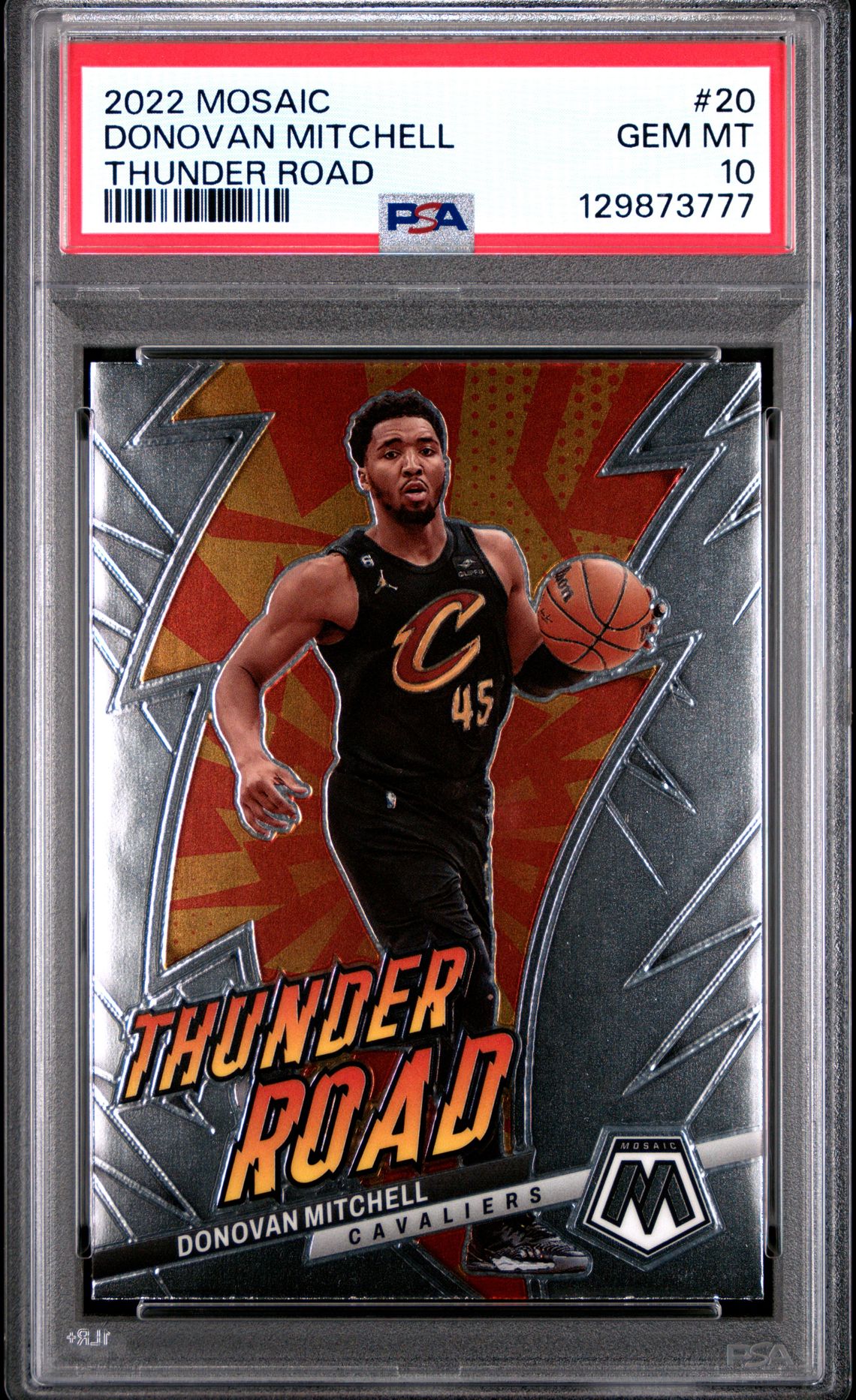 2022 Panini Mosaic Thunder Road Donovan Mitchell #20 Gem Mt 10 front view - PSA graded GEM MT 10