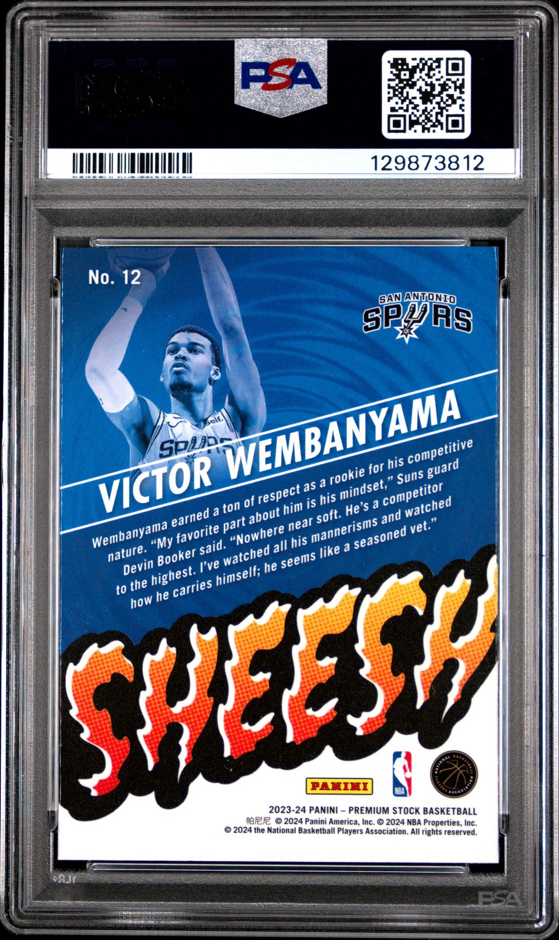 2023 PANINI HOOPS PREMIUM STOCK SHEESH VICTOR WEMBANYAMA  12 GEM MT 10 back