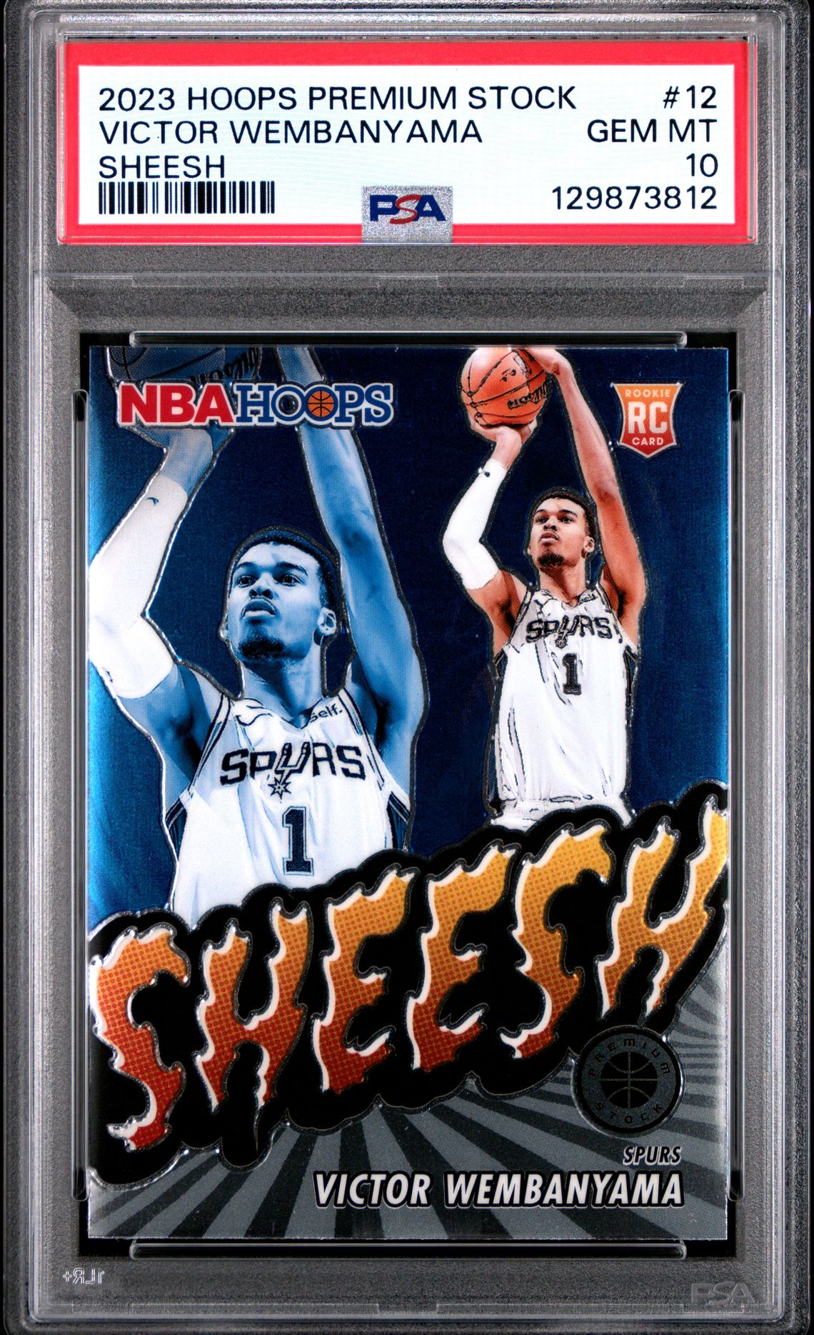 2023 PANINI HOOPS PREMIUM STOCK SHEESH VICTOR WEMBANYAMA  12 GEM MT 10 front