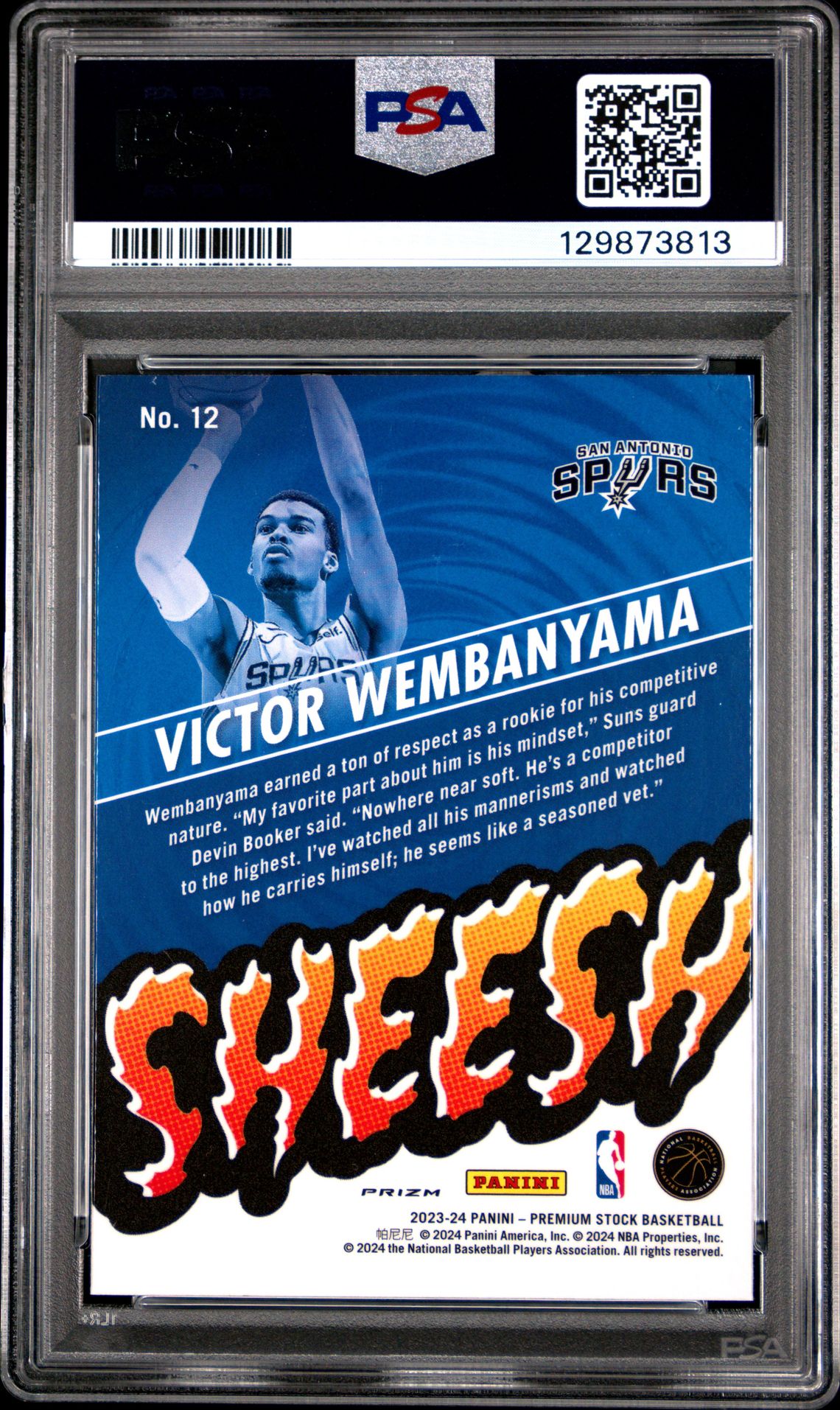 2023 Panini Hoops Premium Stock Sheesh Victor Wembanyama #12 (Sheesh-Silver Prizm) Mint 9 back