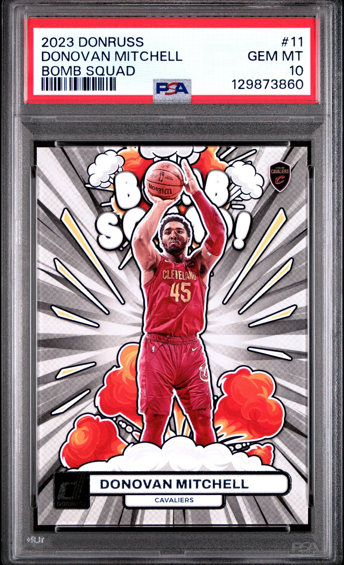 2023 Panini Donruss Bomb Squad Donovan Mitchell #11 Gem Mt 10 front view - PSA graded GEM MT 10
