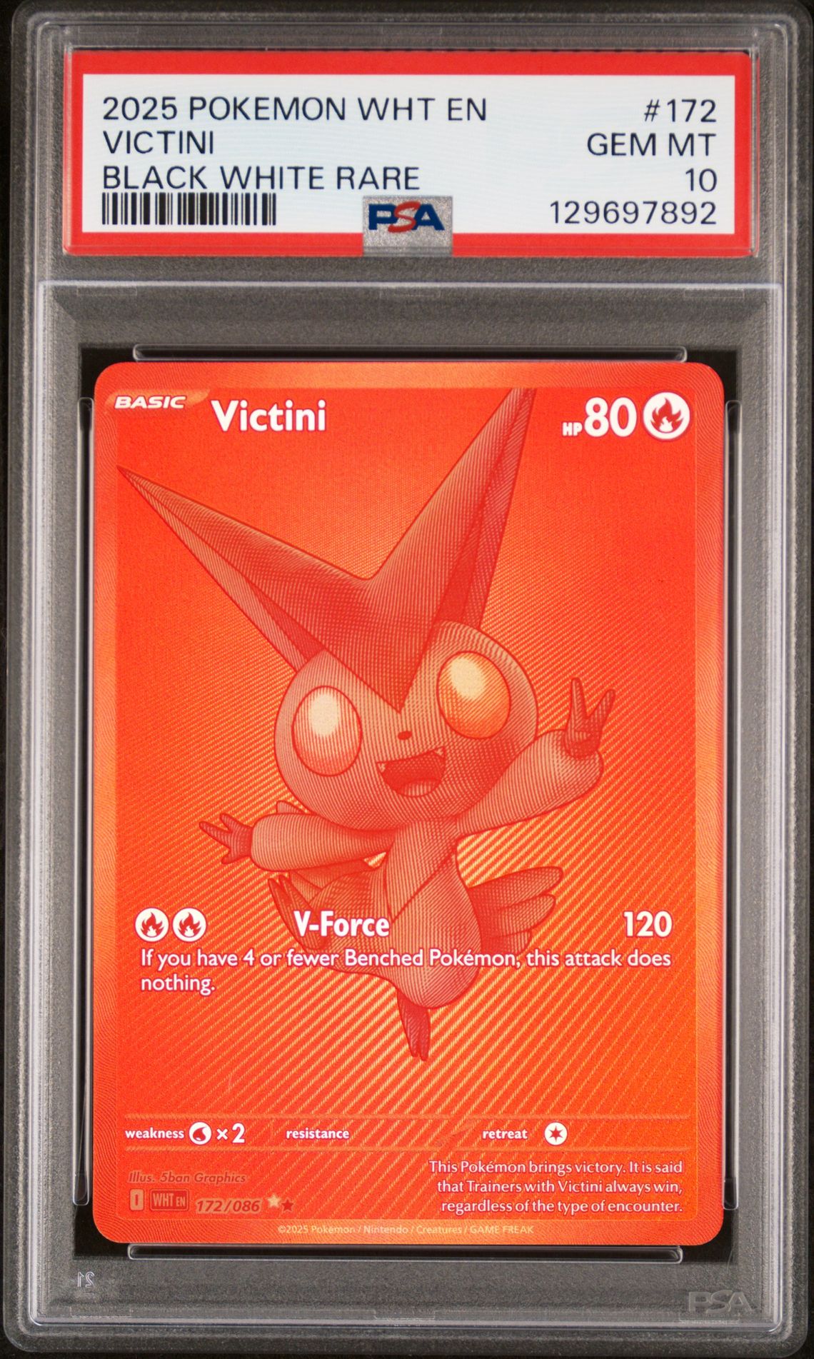 2025 Pokemon Wht En-White Flare Victini #172 (Black White Rare) Gem Mt 10 front