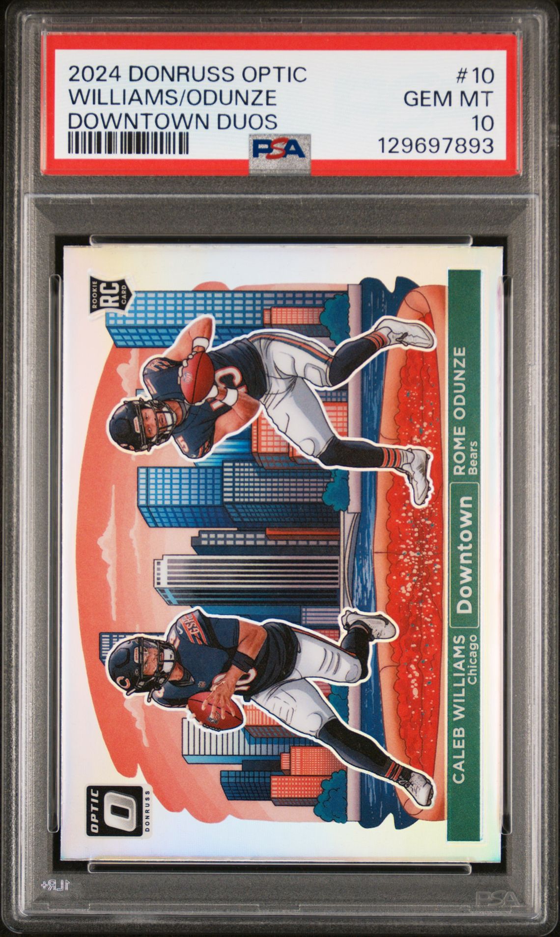 2024 Panini Donruss Optic Downtown Duos Williams/Odunze #10 Gem Mt 10 front