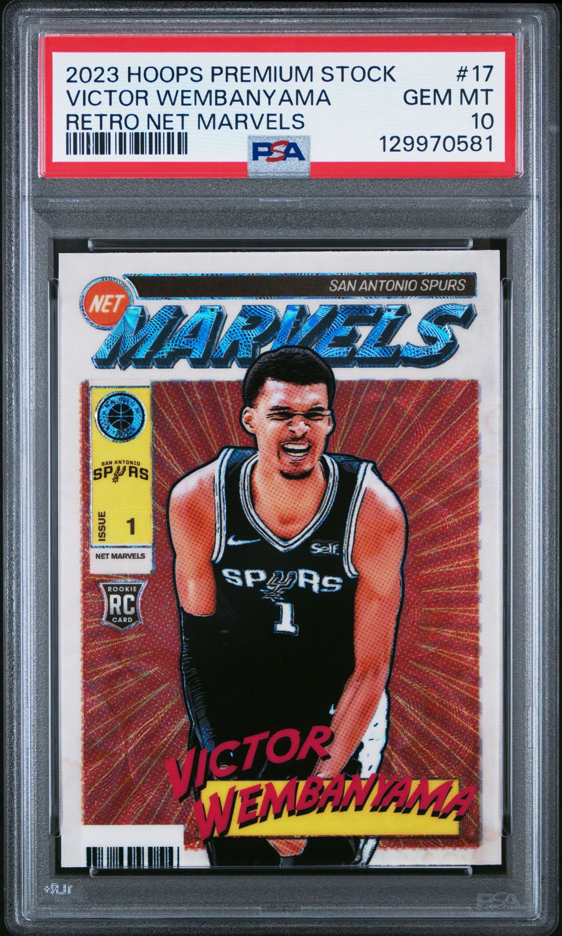 2023 Panini PANINI HOOPS PREMIUM STOCK RETRO NET MARVELS #17 Victor Wembanyama front