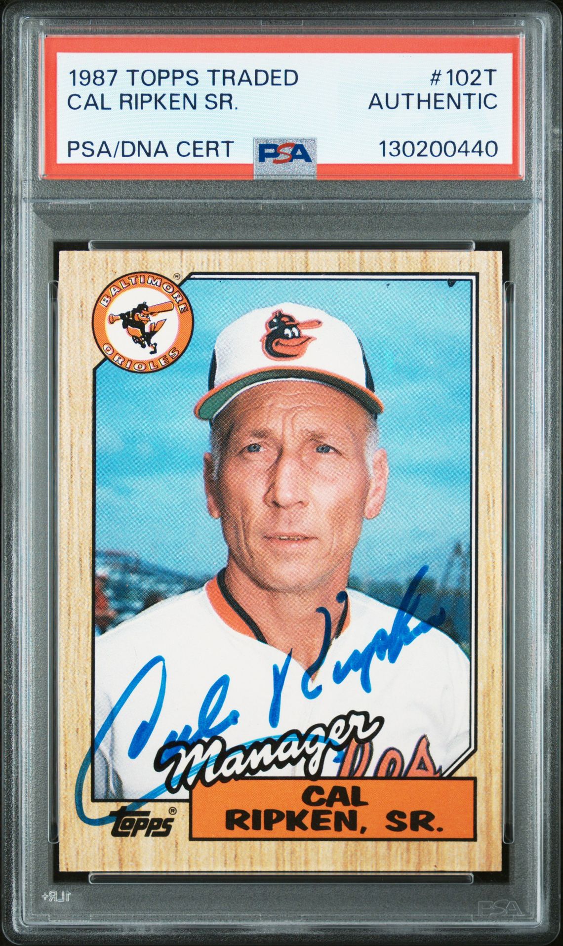 1987 Topps Traded Cal Ripken Sr. #102T N0: Authentic front