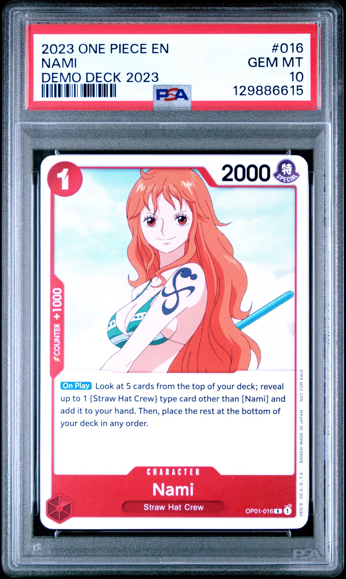 2023 One Piece Demo Deck 2023 Nami #016 (Demo Deck 2023) Gem Mt 10 front