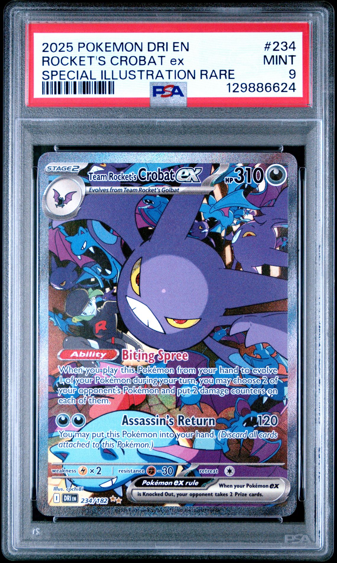 2025 Pokemon Dri En-Destined Rivals Rocket's Crobat Ex #234 (Special Illustration Rare) Mint 9 front